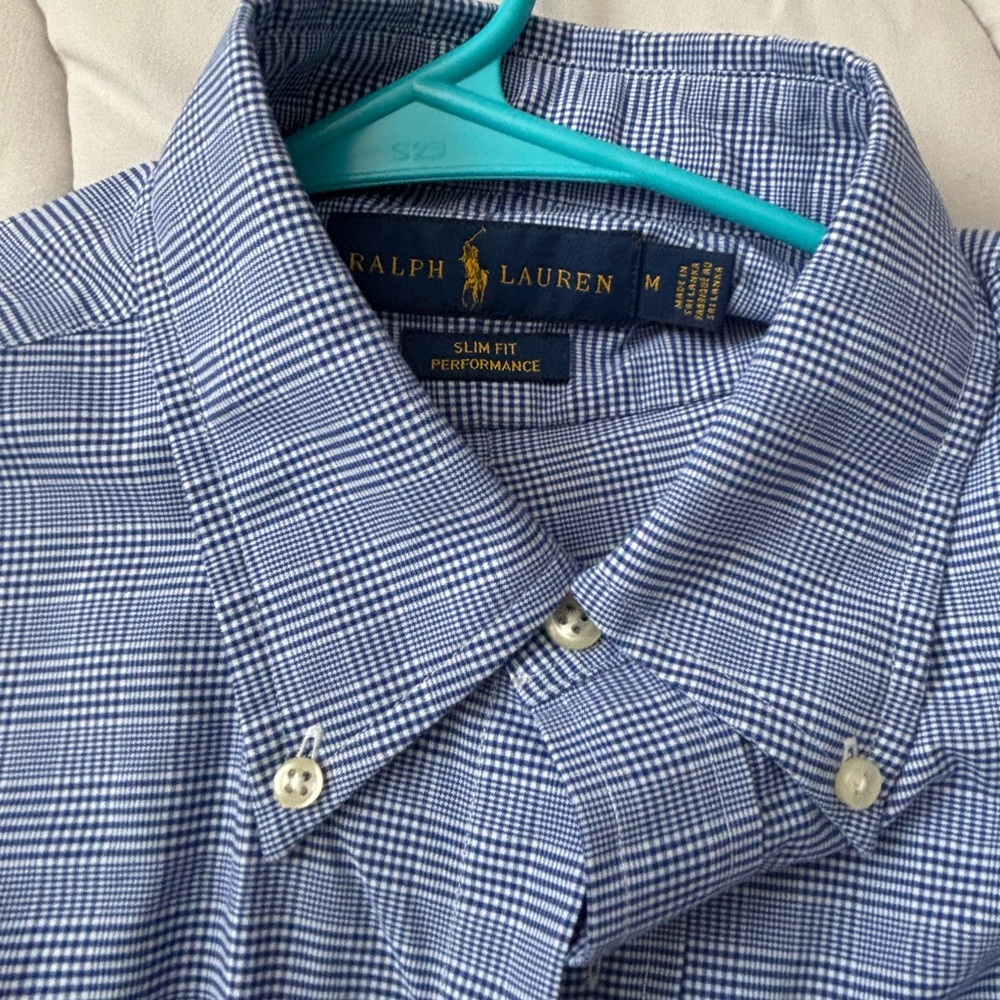 Ralph Lauren Light Blue Patterned Button-Down Slim Fit Dress Shirt - Picture 2 of 2
